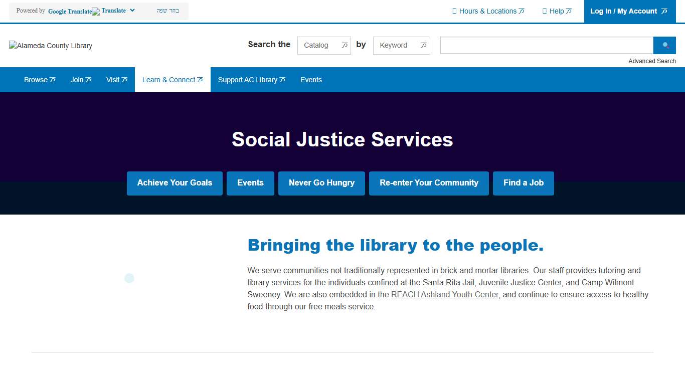 Social Justice Services Alameda County Library